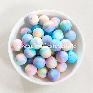 Perline colorate stampate, perline sfuse in silicone, perline rotonde all'ingrosso da 12/15 mm, 10-100 perline sfuse, portachiavi con ciondolo per borsa fai da te, materiali per l'artigianato