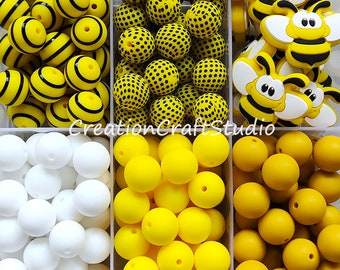 Bee Theme Silicone Beads, Bumblebee Beads, Silicone Focal Beads