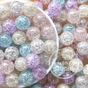 16mm Glitter Crack Bubblegum Beads,Gumball Acrylic Beads,Clear Crack Beads,Keychain Beads