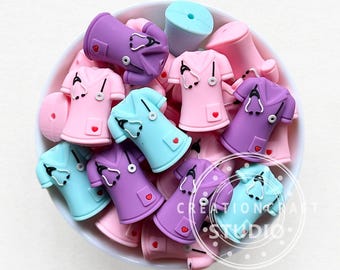 3D Nurse Scrub Top Focal Beads,Medical Silicone Shape Beads,for Nurse Gift