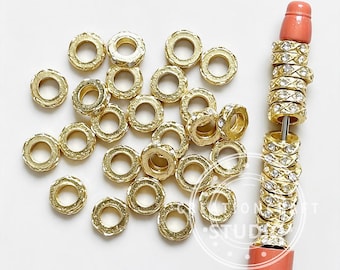 10mm Bling Crystal Spacer,Rhinestone Metal Loose Beads Beadable Pen Making
