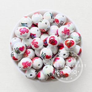 16mm Acrylic Beads,Valentines Day Gumball Beads,Loose Beads,Lanyard Beads