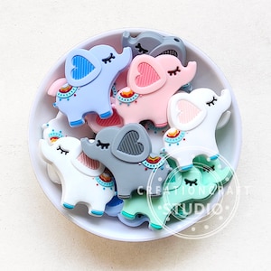 Love Elephant Silicone Beads, Loose Silicone Beads, Elephant Focal Beads, 41*33mm