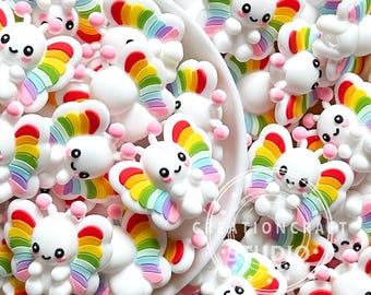 3D Rainbow Butterfly Focal Beads,Silicone Bulk Loose Beads,DIY Pen Craft Accessories