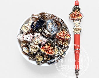 Autumn Animal Acrylic Focal Beads,Bunny Dog Cat Assorted Shape Loose Beads