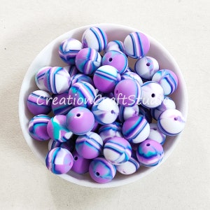 Tie-dye Silicone Beads, Stripe Beads, Round Silicone Beads, 12/15mm Round Beads, Bulk Silicone Beads, Keychain Making Jewelry Accessories