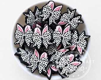 Rabbit Ears Bowknot Beads for Easter Party Jewelry Making,Silicone Focal Beads