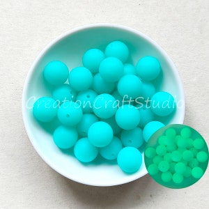 Silicone Pearl, 12/15mm Luminous Green Silicone Beads, Round Silicone Beads, Wholesale Beads, Silicone Loose Bead, Jewelry Silicone Beads