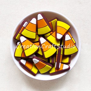 Candy Corn Silicone Beads, Focal Silicone Beads, Silicone Bead Bulk, Shape Loose Beads, Jewelry Making, Mini Beads, 29*21mm