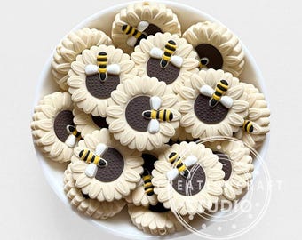 Sunflower Bumble Bee Focal Beads,Silicone Loose Beads Wholesale DIY Craft Beaded Pen