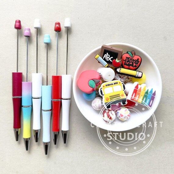25 Penne A Sfera Retrattili Con Perline – Colorate, Punta 1,0 Mm, Inchiostro Nero, Simpatiche Per Ragazze