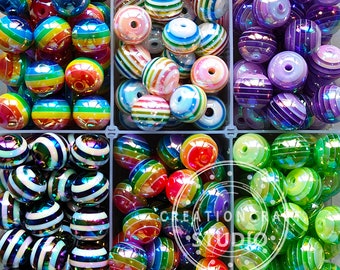 Bunt gestreifte Perlen Harzperlen, 16 mm gestreifte Bubblegum Perlen, Gumball Perlen, Vorratsperlen
