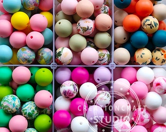 Bulk Silicone Loose Beads, 15mm Round Silicone Beads, Wholesale Silicone Beads, Jewelry Making, Mix Print Silicone Beads, DIY Necklace