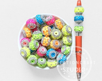 Flower Rhinestone Round Loose Fancy Beads,Bright Color Assorted Crystal Acrylic Beads