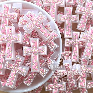 Cross Floral Beads,Cross with Flower Silicone Beads,Religious Focal Beads