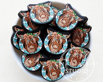 Highland Cow Horseshoe Focal Beads, Cow Silicone Beads