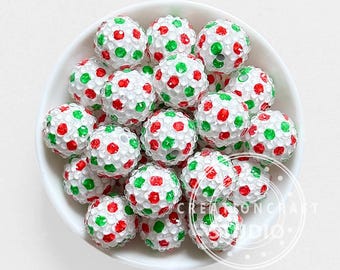 New Chunky Christmas Dot 20mm Bubblegum Rhinestone Acrylic Bead DIY Beadable Pen