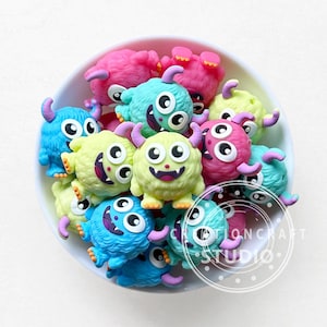 Cuentas de monstruo 3D surtidas, lindas cuentas de silicona 3D, cuentas focales, cuentas para llavero