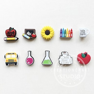10Pcs Assorted Back To School Focal Beads, Focal Silicone Beads, School Beads