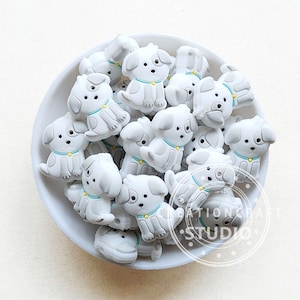 Dog Silicone Beads, Animal Beads, 1-50Pcs Wholesale Dog Shape Beads, Silicone Focal Beads, DIY Women Charm Bag Keychains