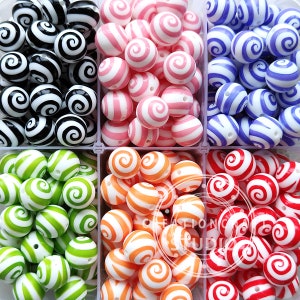 15mm Swirls Print Silicone Beads, Silicone Loose Beads, Wholesale