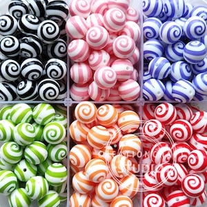 15mm Swirls Print Silicone Beads, Silicone Loose Beads, Wholesale