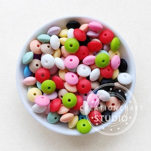 100Pcs/Lots Silicone Lentil Beads, Silicone Saucer Beads Wholesale ,Color #1 to Color #59