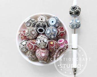 Rhinestone Crystal Acrylic Beads,Mixed Color Sparkly Beads,Fancy Bead DIY Pen