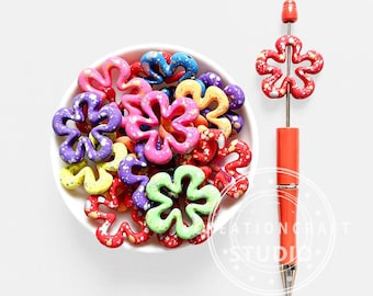 Assorted Color Spatter Frosted Flower Acrylic Beads,Floral Shape Beads DIY Pen
