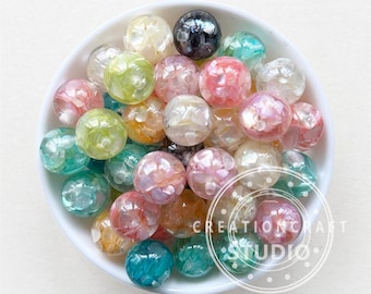 Cuentas de chicle con forma de copos de concha de 16 mm y 20 mm, cuentas gruesas, cuentas de resina con forma de bola de chicle, bolígrafo con cuentas para hacer tú mismo