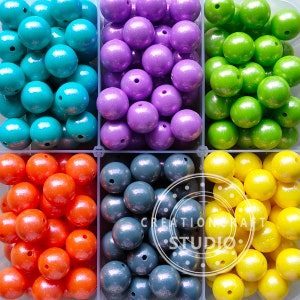 Colorful Glossy Silicone Beads, 15mm Round Iridescent Opal Silicone Beads