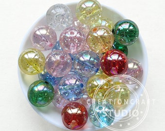 20mm Jelly Confetti Acrylic Beads, AB Glitter Bubblegum Beads, Chunky Bubble Gum Beads, Mix Color Beads