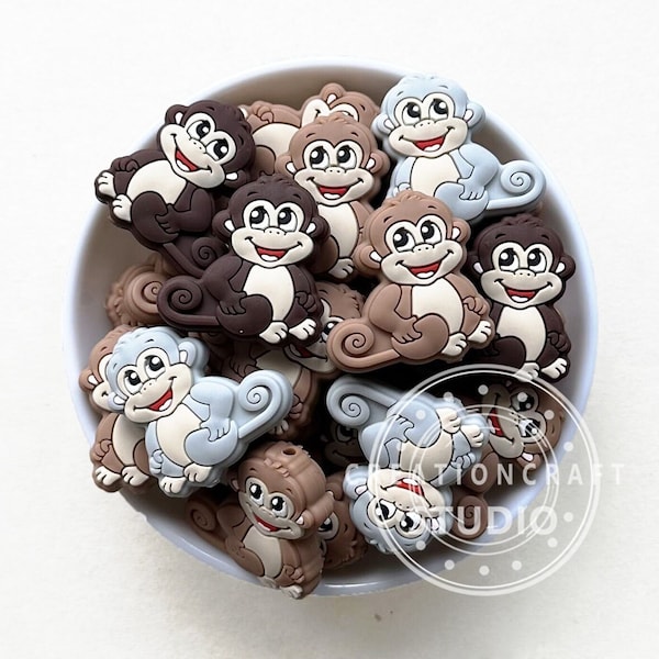 Bulk Monkey Focal Silicone Beads, Animal Beads, Loose Silicone Beads