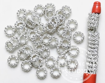 10mm Rhinestone Twisted Metal Spacer,Bling Loose Beads DIY Pen Jewelry Charm Gift