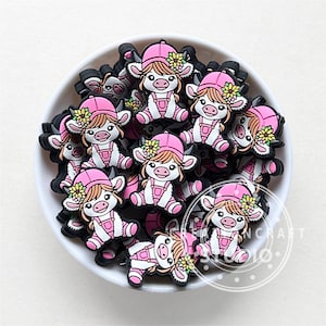 Silicone Beads for Cup Charm, Country Girl Beads, Highland Cow Beads, Western Focal Beads