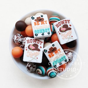 Cowboy Silicone Focal Beads, Western Beads, 44Pcs Assorted Silicone Beads