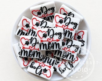 Dog Mom Beads, Silicone Focal Beads, Dog Mom Silicone Beads