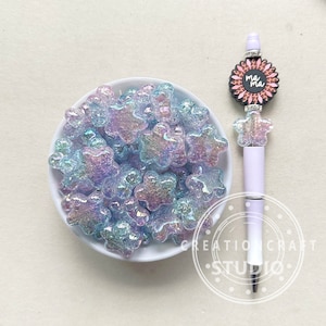 AB Crack Star Acrylic Beads, Iridescent Gradient Star Beads, Resin Beads,Pen Focal Beads image 2