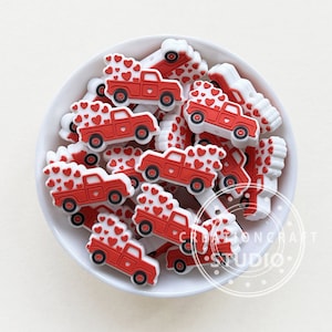 Love Car Beads, Truck Focal Beads, Valentine&#39;s Day Silicone Beads