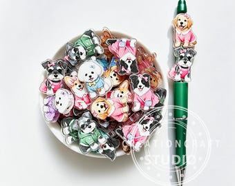 Pet Dog Assorted Shape Acrylic Beads,Loose Beads for Keychain Bag Charm Making