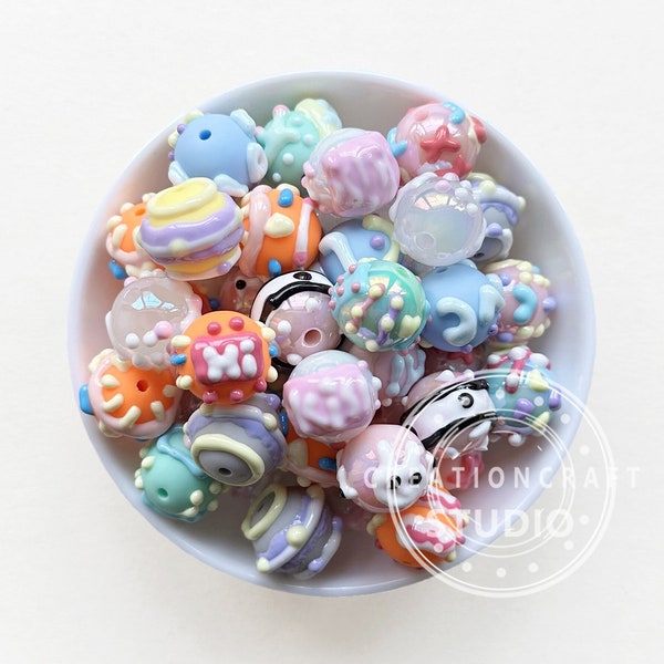 16mm Hand Painted Beads, Chunky Assorted Gumball Beads for Beadable Pen