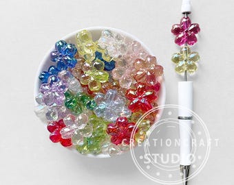 UV Transparent Flower Shape Acrylic Bead,Pen Craft DIY for Beadable,Assorted Color Bead
