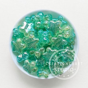 AB Crack Star Acrylic Beads, Iridescent Gradient Star Beads, Resin Beads,Pen Focal Beads Green