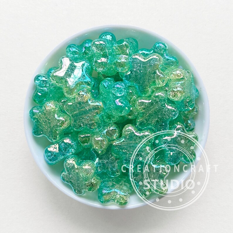 AB Crack Star Acrylic Beads, Iridescent Gradient Star Beads, Resin Beads,Pen Focal Beads Green