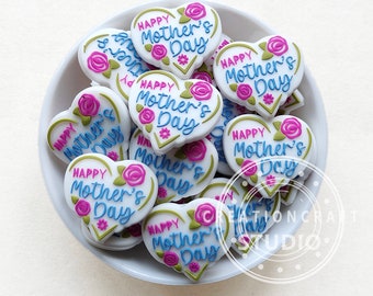 Happy Mother's Day Beads,Focal Silicone Beads For Pen,Mama Heart Focal Beads