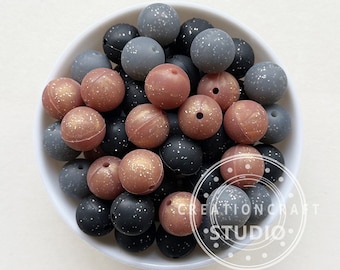 15mm New Glitter Round Silicone Beads, Silicone Bulk Beads, Loose Silicone Beads