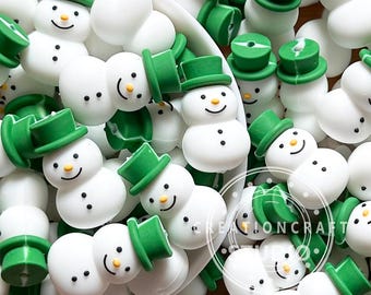 3D Snowman with Hat Silicone Focal Beads,DIY Pen Jewelry Making,Christmas Beads
