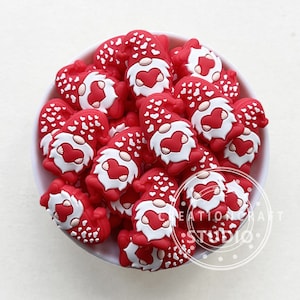 Valentine&#39;s Gnome Beads, Silicone Focal Beads, Silicone Beads for Valentine&#39;s Day