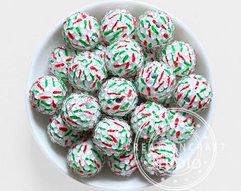 20mm Christmas Sprinkle Rhinestone Bubblegum Bead for Pen DIY,Acrylic Beads