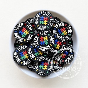Teach Love Inspire Hope Silicone Focal Beads, Teacher Beads